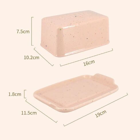 Butter Box, Ceramic Storage Tray, Household Kitchen Food Storage Container, Butter and Cheese Box (Pink) in Kuwait