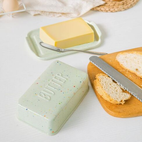 Butter Box, Ceramic Storage Tray, Household Kitchen Food Storage Container, Butter and Cheese Box (Pink) in Kuwait