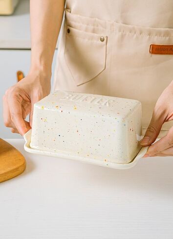 Butter Box, Ceramic Storage Tray, Household Kitchen Food Storage Container, Butter and Cheese Box (Pink) in Kuwait