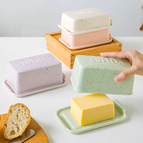 Butter Box, Ceramic Storage Tray, Household Kitchen Food Storage Container, Butter and Cheese Box (Pink) in Kuwait