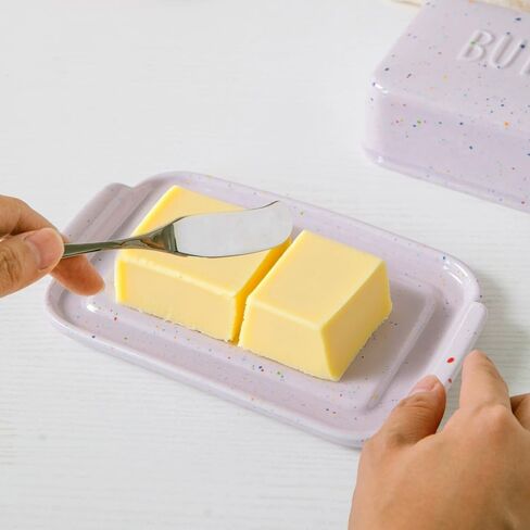 Butter Box, Ceramic Storage Tray, Household Kitchen Food Storage Container, Butter and Cheese Box (Pink) in Kuwait