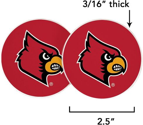 Desert Cactus University of Louisville Car Accessories UofL Cardinals Absorbent Sandstone Cup Coasters Licensed Product Set of 2 (Design A) in Kuwait