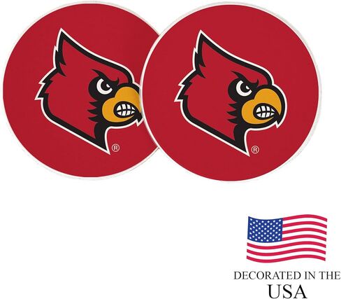 Desert Cactus University of Louisville Car Accessories UofL Cardinals Absorbent Sandstone Cup Coasters Licensed Product Set of 2 (Design A) in Kuwait