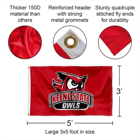 College Flags & Banners Co. Keene State Owls Logo Large Grommet Banner Flag in Kuwait