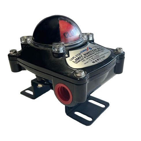 UNOX Limit Switch Box for Pneumatic Actuators, Micro Limit Switch, Aluminum Body, IP67 Waterproof, Position Indicator (0-90), High Temp Range -20°C to 80°C, Connects Namur Directional Valve in Kuwait