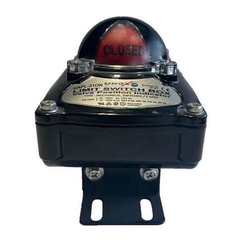 UNOX Limit Switch Box for Pneumatic Actuators, Micro Limit Switch, Aluminum Body, IP67 Waterproof, Position Indicator (0-90), High Temp Range -20°C to 80°C, Connects Namur Directional Valve in Kuwait