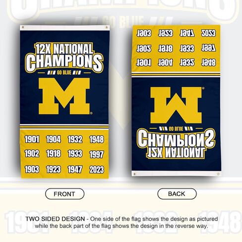 Desert Cactus University of Michigan 100% Polyester Indoor Outdoor 3x5 feet Banner Wolverines UM U of M (Flag Football Champs B) in Kuwait