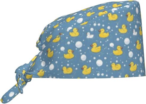 Simplified Duck Bubble Print Scrub Caps Women Men, Nurse Cap Surgical Caps Scrub Hats for Women Men, Adjustable Working Cap with Sweatband Black in Kuwait