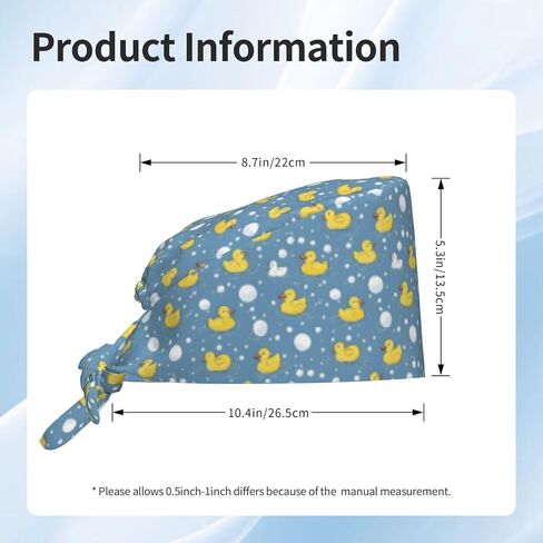 Simplified Duck Bubble Print Scrub Caps Women Men, Nurse Cap Surgical Caps Scrub Hats for Women Men, Adjustable Working Cap with Sweatband Black in Kuwait