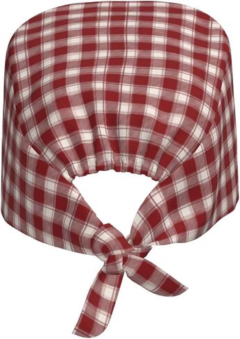 Cream Red Plaid Print Scrub Caps Women Men, Nurse Cap Surgical Caps Scrub Hats for Women Men, Adjustable Working Cap with Sweatband in Kuwait