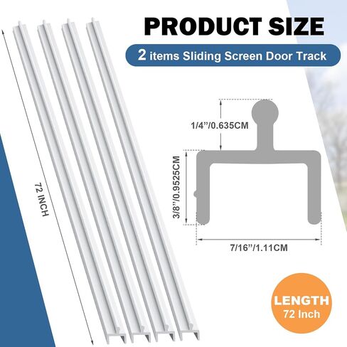 CroBlissful 2 Pcs Sliding Screen Door Track Bottom Replacement 72 Inch White Vinyl Track Long Easy to Cut Screen Door Hardware for Home Garage Office Parts Patio Repair Guide in Kuwait