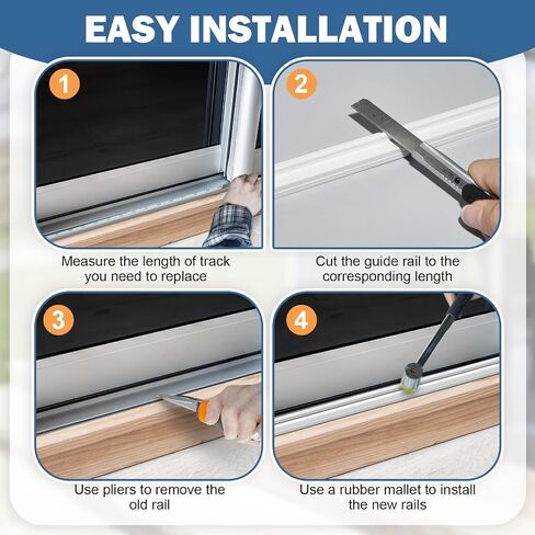 CroBlissful 2 Pcs Sliding Screen Door Track Bottom Replacement 72 Inch White Vinyl Track Long Easy to Cut Screen Door Hardware for Home Garage Office Parts Patio Repair Guide in Kuwait