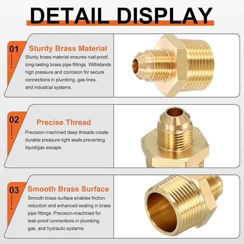 1 Pack Male to Male Adapter, 3/4" MNPT x 1/2" Male Flare Hex Nipple Pipe Extension Fitting for Industrial, Automotive, Fluid Transfer, Home Gardening, Water Treatment in Kuwait