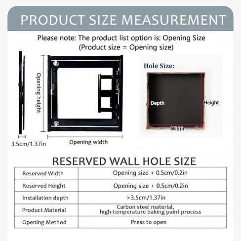 Tile Hidden Access Panel for Drywall - Concealed Push-to-Open Inspection Door for Walls & Ceilings, Durable Carbon Steel, Ideal for Bathroom & Kitchen Plumbing Access in Kuwait