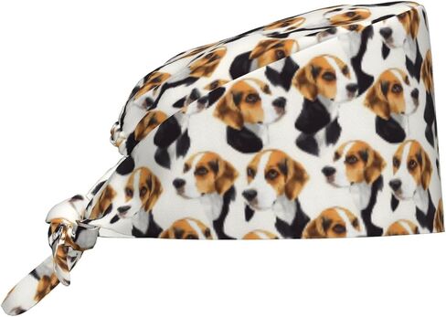 Cool Adorable Beagles Dogs Print Scrub Caps Women Men, Nurse Cap Surgical Caps Scrub Hats for Women Men, Adjustable Working Cap with Sweatband Black in Kuwait