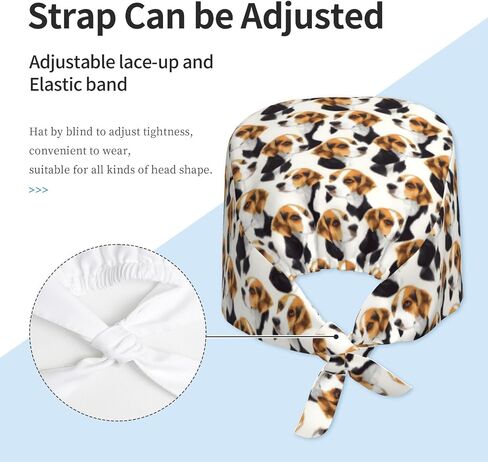 Cool Adorable Beagles Dogs Print Scrub Caps Women Men, Nurse Cap Surgical Caps Scrub Hats for Women Men, Adjustable Working Cap with Sweatband Black in Kuwait