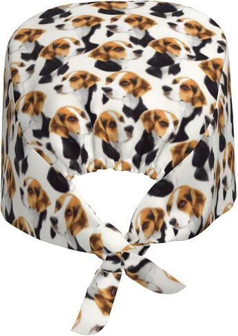 Cool Adorable Beagles Dogs Print Scrub Caps Women Men, Nurse Cap Surgical Caps Scrub Hats for Women Men, Adjustable Working Cap with Sweatband Black in Kuwait