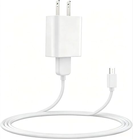 شاحن جداري ميكرو USB 5 فولت 1 أمبير من ديريكام، كابل شاحن أندرويد، محول طاقة أبيض 5 فولت 1000 مللي أمبير تيار متردد إلى تيار مستمر (أبيض) in Kuwait
