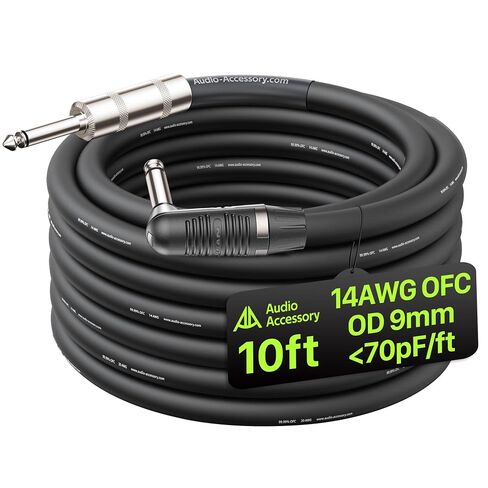 ملحق صوت AA كابل مكبر صوت جيتار 14 AWG بطول 3.3 قدم، موصل Neutrik REAN، مقوى بالكيفلار بنسبة 99.99% OFC، بدون ضوضاء مزدوج محمي 1/4 دواسة جيتار إلى كابل خزانة أمبير لـ Marshall Boss Orange EVH in Kuwait
