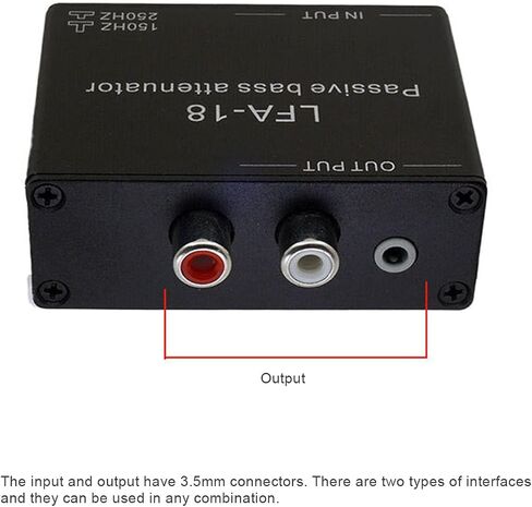 Passive Bass Attenuator, 150Hz-250Hz Cutoff, 3.5mm Stereo Input Output, Two Attenuation Modes for Amplifier Speaker in Kuwait