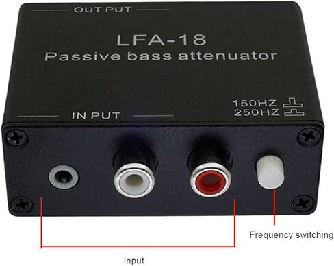 Passive Bass Attenuator, 150Hz-250Hz Cutoff, 3.5mm Stereo Input Output, Two Attenuation Modes for Amplifier Speaker in Kuwait