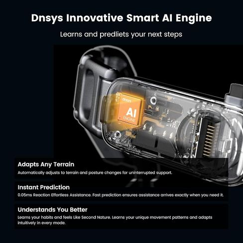 DNSYS X1 هيكل خارجي من الكربون، مساعدة الساق التي تعمل بالذكاء الاصطناعي، محرك 1.2 حصان، نطاق قاعدة 20 كم، تبديل بطارية 3 ثوانٍ، للمشي لمسافات طويلة والتسلق والجري، مقاس L (خط الخصر 41.3-49.2 بوصة) in Kuwait