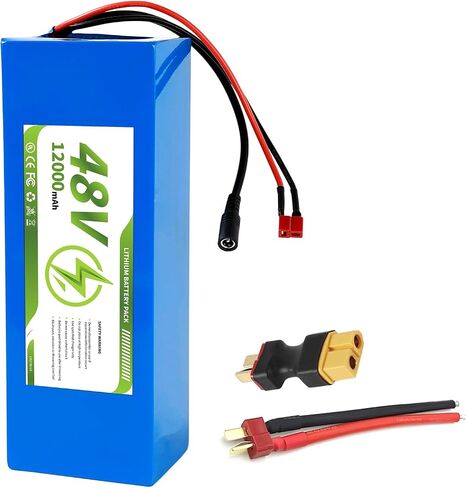 48V12Ah lithium battery, equipped with 30A battery management system and waterproof polyvinyl chloride casing, T-connector/XT60 interface, supporting 0 - 1000W motor power, suitable for DIY projects. in Kuwait