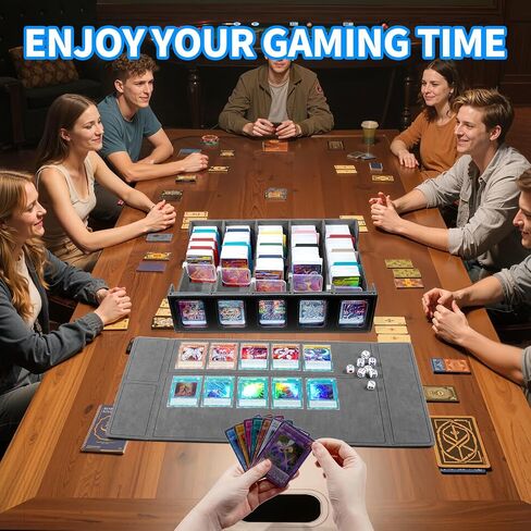 Trading Card Storage Box with Commander Display, 5-Row Deck Case with Removable Lid, 3900+ Cards Deck Case with 48 Colorful Dividers, Magic Card Organizer for TCG PTCG, Black Grey in Kuwait