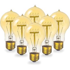 لمبات Visther A60 Edison 60 Watt لمبات الإضاءة المتوهجة القابلة للتعتيم، 6 عبوات | مصابيح كهربائية متوهجة 230LM E26، 2300K أبيض دافئ، مصابيح كهربائية عتيقة لغرفة النوم، المقهى، غرفة المعيشة، زجاج كهرماني in Kuwait