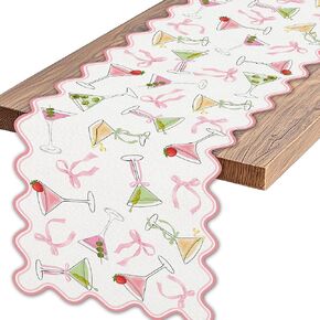 A Tini Bit Older Birthday Table Runner Pink Glitter Bow Ribbon Kitchen Dining Table Centerpiece Espresso Martini Decor A Tiny Bit Older Decorations for Girls Women Bachelorette Party in Kuwait