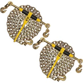 Knox Chain Load Binder, 5/16" Equipment Tie Down Kit w/ 5400 LBS Working Load Tiedown and Two Grab Hooks, Includes (2) Ratchet Binders - (2) 14' Grade 70 DOT Hauling Transport Chains in Saudi Arabia