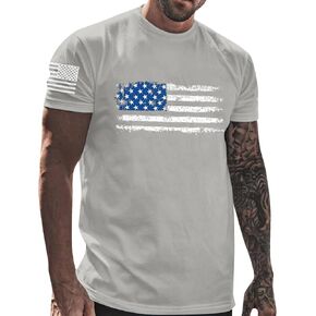 Short Sleeve Shirts for Mens Patriotic USA Flag Print Graphic Tees Running Gym Comfy Athletic Tops in Kuwait