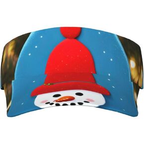 Christmas Carton Snowman Print Sports Sun Visor Hats Adjustable Running Golf Tennis Sun Cap for Women Men Black in Saudi Arabia