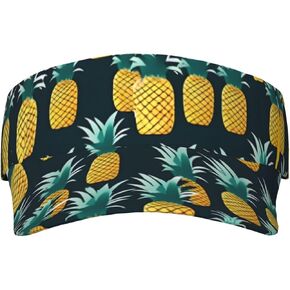 Pineapple Print Sports Sun Visor Hats Adjustable Running Golf Tennis Sun Cap for Women Men Black in Saudi Arabia