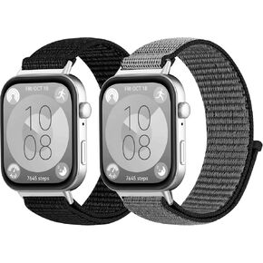 أحزمة ساعة من النايلون متوافقة مع ساعة Huawei Watch Fit 4/Fit 4 Pro/Fit 3، 2 حزمة من حزام المعصم الرياضي الناعم القابل للتعديل لساعة Huawei Watch Fit 4/4 Pro /3 Women Men in Kuwait