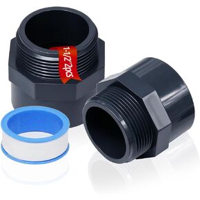 2PCS 1-1/2 Inch Male Thread Grey Pvc Fittings 2-Way PVC Pipe Coupling For Adapter Connectors With 1.5" Male Thread Pvc Pipe Connectors For Fittings in Kuwait