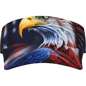 American Bald Eagle Print Sports Sun Visor Hats Adjustable Running Golf Tennis Sun Cap for Women Men Black in Saudi Arabia