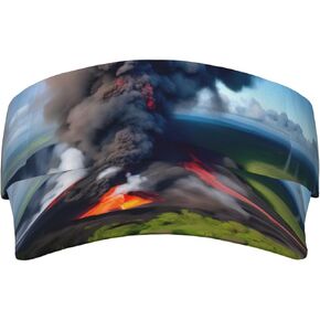 Kilauea Volcano Bloom Print Sports Sun Visor Hats Adjustable Running Golf Tennis Sun Cap for Women Men Black in Saudi Arabia