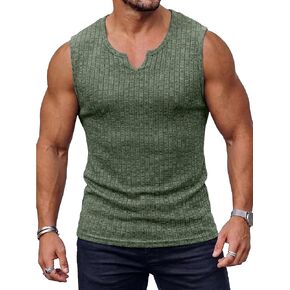 JEMLDL Men's Knit Ribbed Tank Tops Sleeveless V Neck Workout Muscle Gym Athletic Shirts Casual Summer Tee in Kuwait