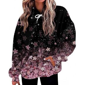 Graphic Hoodies for Women Oversized Preppy Hooded Sweatshirt with Pockets Long Sleeve Lightweight Comfort Hoodie in Kuwait