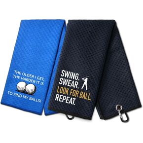 DYJYBMY Swing Swear Funny Golf Towel Set with Clip, Golf Accessories for Women Men, Father's Day Appreciation Gifts for Grandpa Dad Uncle Husband, Retirement Golfing Gifts for Golfer Family Friend in Saudi Arabia