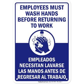 Employees Must Wash Hands Before Returning to Work Sign, 7" x 10" 0.40 Aluminum, Fade Resistance, Indoor/Outdoor Use, USA MADE By My Sign Center in Kuwait