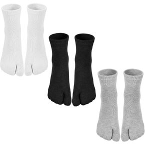3 Pairs Split Toe Socks for Men Women, Soft Cotton Tabi Socks Elastic Flip Flop Socks for Geta Sandals (Unisex, One Size) in Saudi Arabia