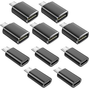 10 عبوات من محول USB C إلى Micro USB ومحول USB إلى Micro USB | نقل البيانات، الشحن، أسود in Kuwait