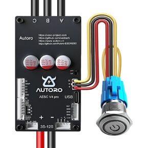 وحدة تحكم المحرك Autoro AESC V4 PRO Sparkless BLDC 12S تيار مستمر 80A Peak 200A Mini ESC FOC وحدة تحكم في السرعة مع مفتاح طاقة لسكوتر لوح التزلج الكهربائي DIY Ebike Longboard Robotics | جهاز التحكم في سرعة المحرك Autoro BLDC FOC بدون شرارة 12S 80A in Kuwait