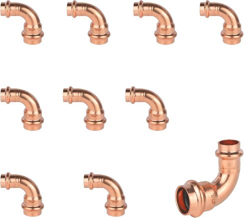 (Pack of 10) EFIELD 3/4" x 1/2" Copper Press Fit 90 Degree Reducing Elbow Fittings For Copper Tube Connection,(PRESS059) in Kuwait