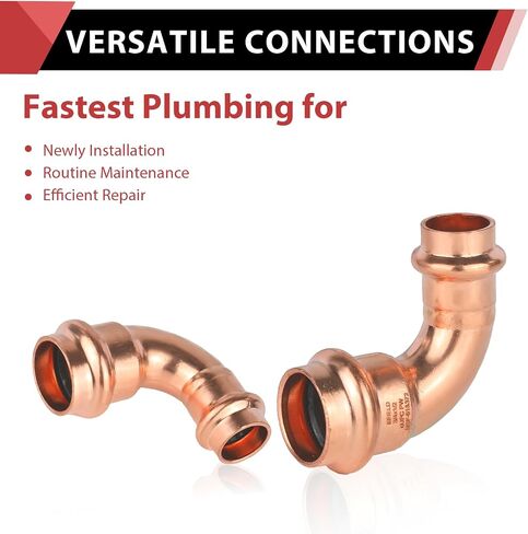 (Pack of 10) EFIELD 3/4" x 1/2" Copper Press Fit 90 Degree Reducing Elbow Fittings For Copper Tube Connection,(PRESS059) in Kuwait
