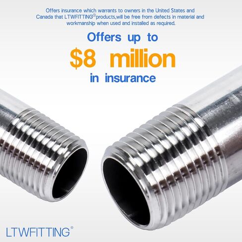 LTWFITTING الفولاذ المقاوم للصدأ 316 الأنابيب 3-1/2 بوصة طويلة الحلمة المناسب 1/2 بوصة ذكر NPT (حزمة من 2) in Kuwait