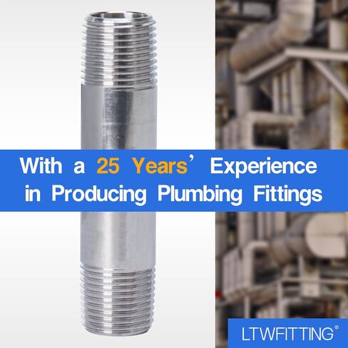 LTWFITTING الفولاذ المقاوم للصدأ 316 الأنابيب 3-1/2 بوصة طويلة الحلمة المناسب 1/2 بوصة ذكر NPT (حزمة من 2) in Kuwait