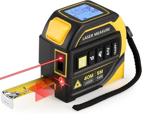 4-in-1 Laser Tape Measure - Class 2, 131FT Laser Distance Meter, 16FT AutoLock Tape Measure, Cross-Line Laser Level, Dual-Axis Electronic Angle, LCD Display, for DIY, Construction Projects in Kuwait
